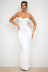 Backless Formal Floral Strap Maxi Dress White
