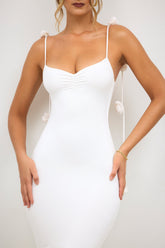 Backless Formal Floral Strap Maxi Dress White