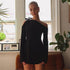 Elegant Off-Shoulder Mini Dress with Bow Black