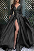 Elegant Sequin Maxi Dress with Flowing Skirt and High Slit Balck