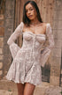 Romantic Lace Mini Dress with Bell Sleeves White