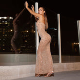 Sparkling Sequin Bodycon Gown with Spaghetti Straps