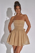 Strapless Glitter Mini Dress with Bow Back Champagne
