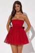 Strapless Glitter Mini Dress with Bow Back Red
