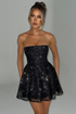 Strapless Glitter Mini Dress with Bow Back White