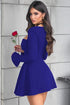 Sweetheart Long Sleeve Flared Mini Dress Navy